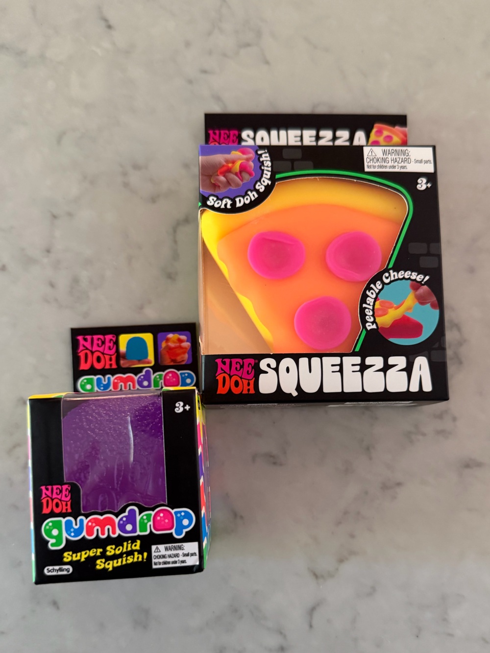 NeeDoh Squeezza Pizza Toy and Gum Drop Squishy Toys